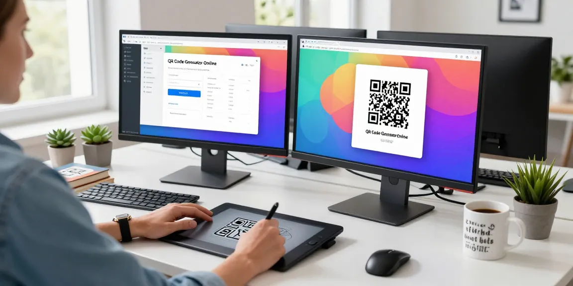 Creating custom QR codes with a QR Code Generator Online in a modern workspace