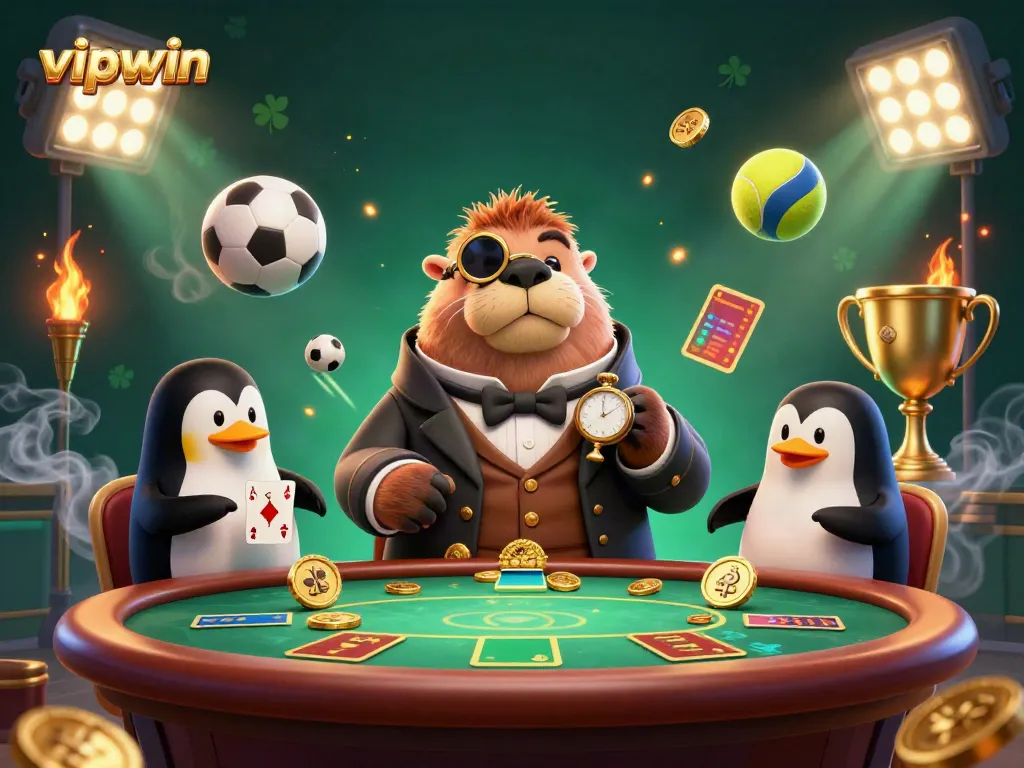Engage in thrilling poker play with vipwin's lively walrus and friends at an underwater table.